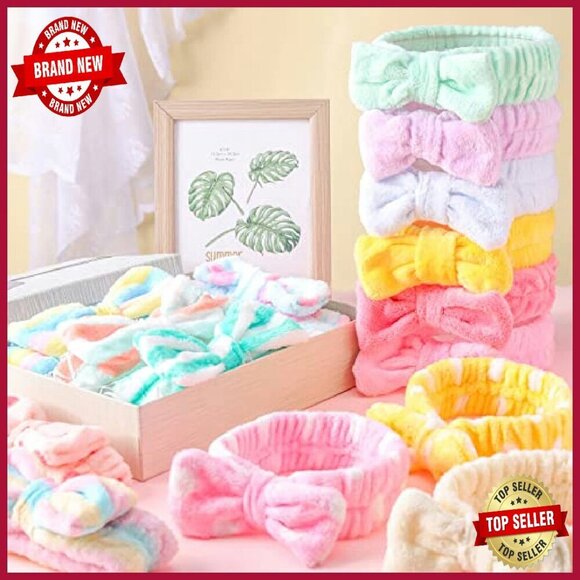 40 Pack Coral Fleece Spa Headbands Soft Bow Design for Makeup Facial Care